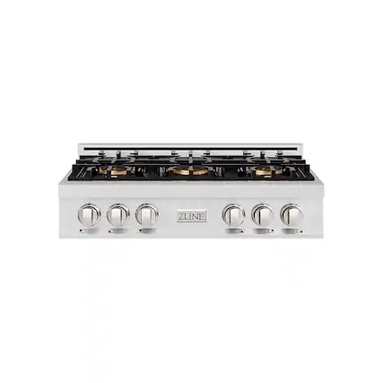 Front. ZLINE - ZLINE 36 in. Classic Gas Rangetop with 6 Burner DuoPro Cooktop (PCRTS-36) - Satin Stainless Steel.
