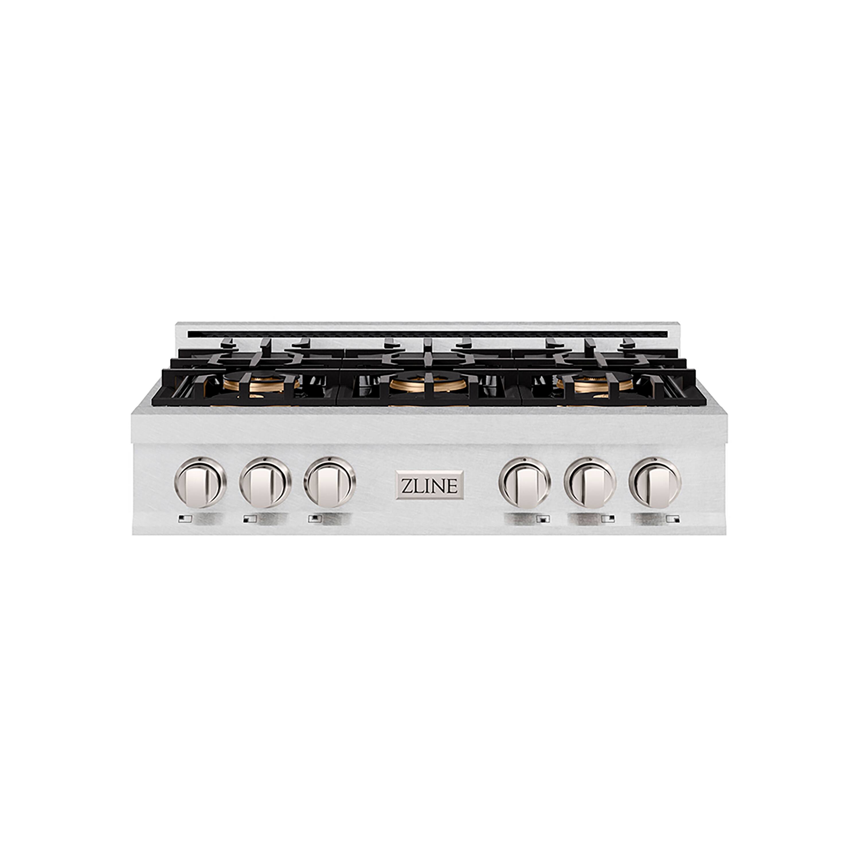 ZLINE - 36 in. Classic Gas Rangetop with 6 Burner DuoPro Cooktop (PCRTS-36) - Satin Stainless Steel
