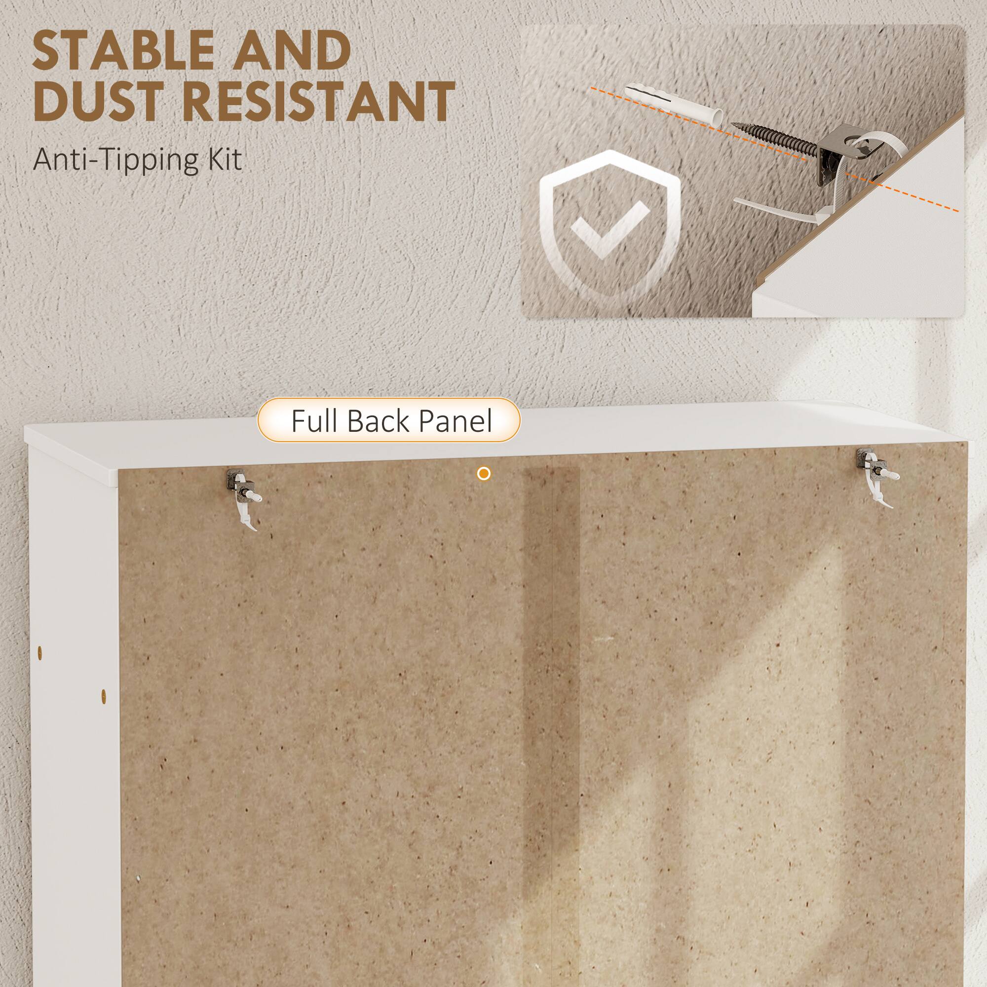 STABLE AND DUST RESISTANT  
Anti-Tipping Kit  

Full Back Panel