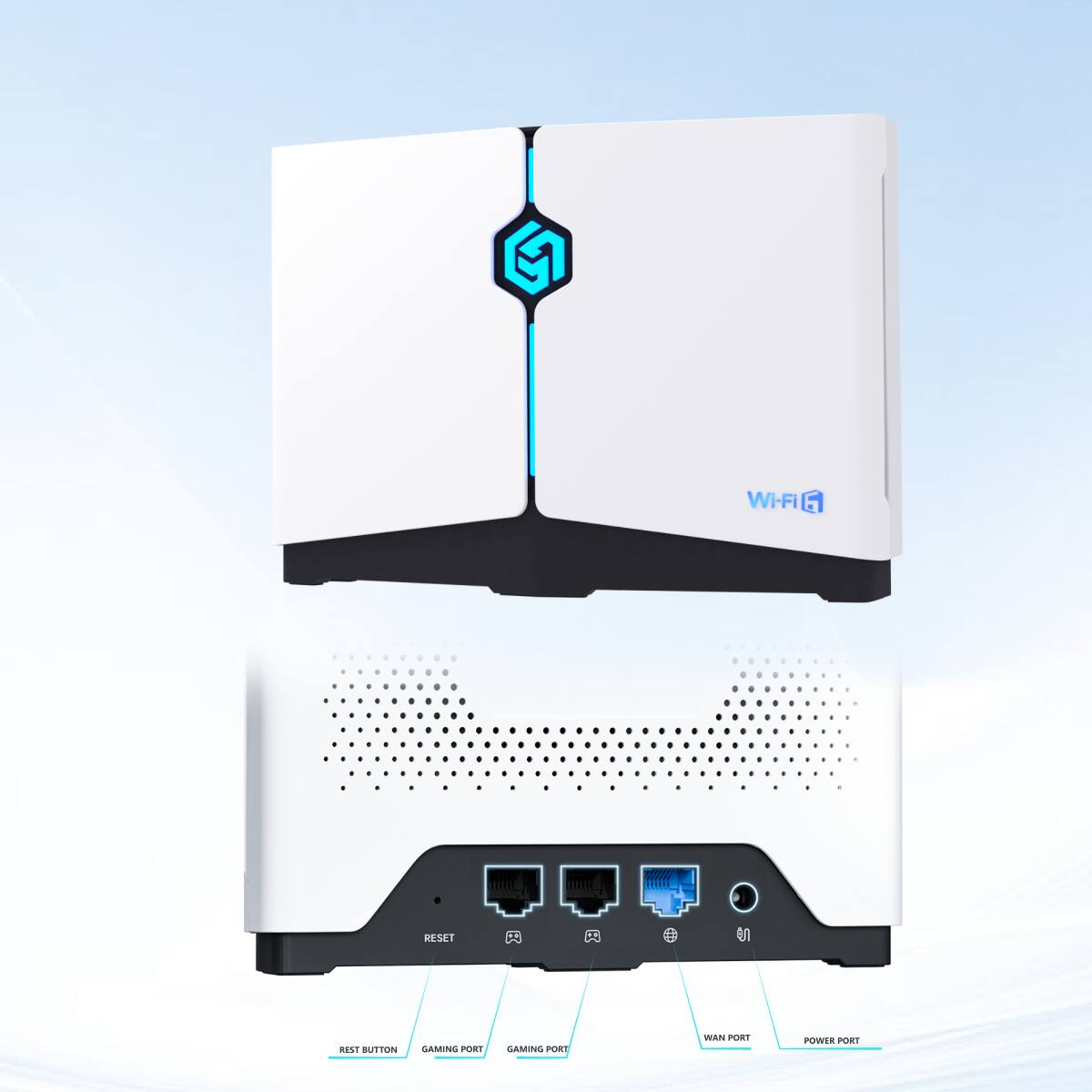 Wi-Fi 5 RESET  
1T SUTTON GAMING PORT  
GAMING PORT  
WAN PORT  
POWER PORT