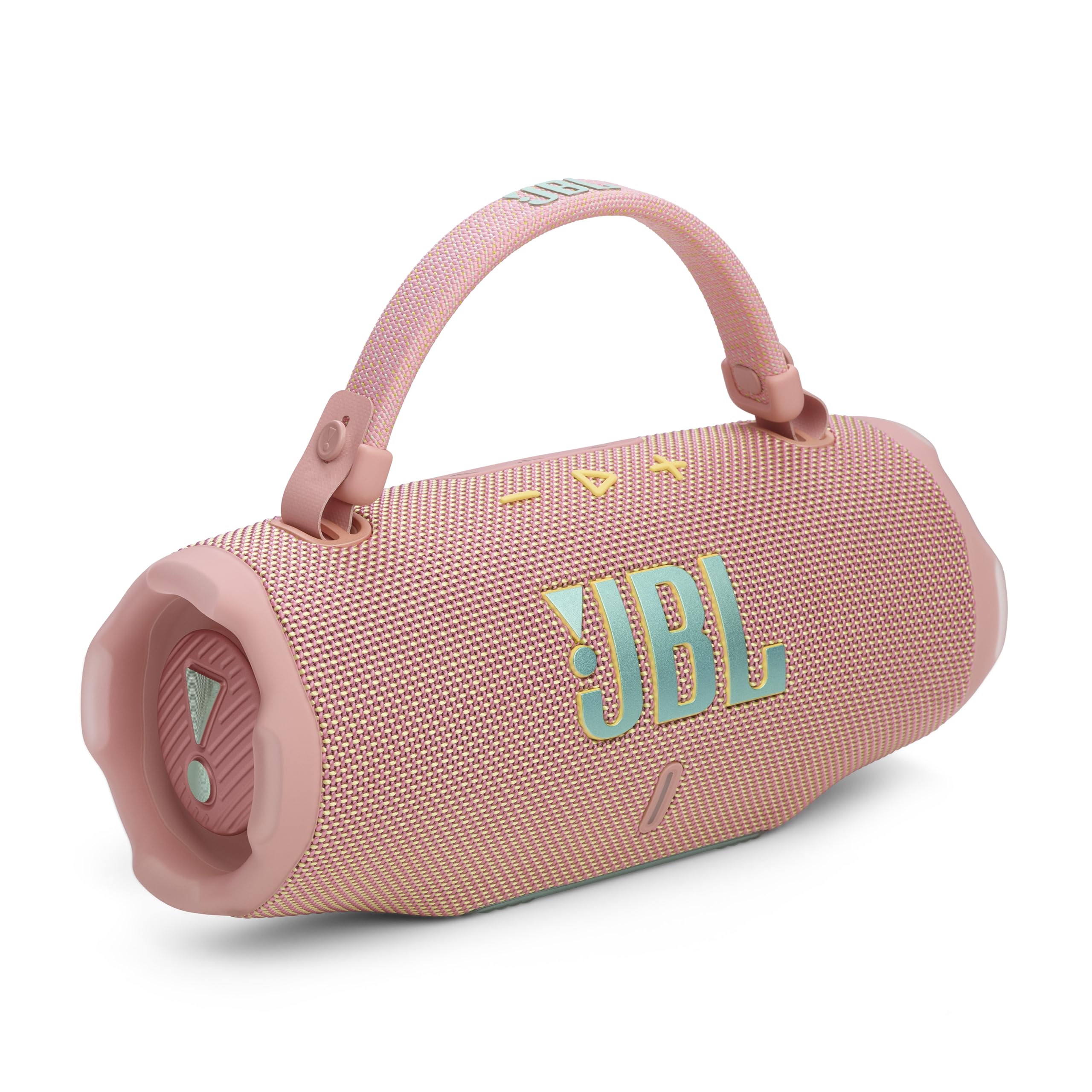 Angle. JBL - Charge 6 Portable Wireless Speaker - 2025 - Pink.