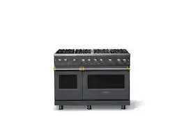 Viking - Pro 5 Series 6.1 Cu. Ft. Freestanding Sealed 8 Burner LP Gas Convection Range - Cast Black w. Brushed Brass - Cast Black