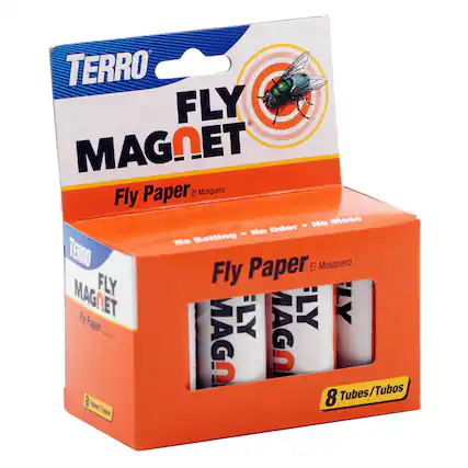 TERRO FLY MAGNET Paper El Mosquero Fly - No Mess No Odor - No Balting TERRO Paper El Mosquero FLY Fly MAGNET Fly LY LY LY Praper MAGO MAGO 8 Tubes/Tubos