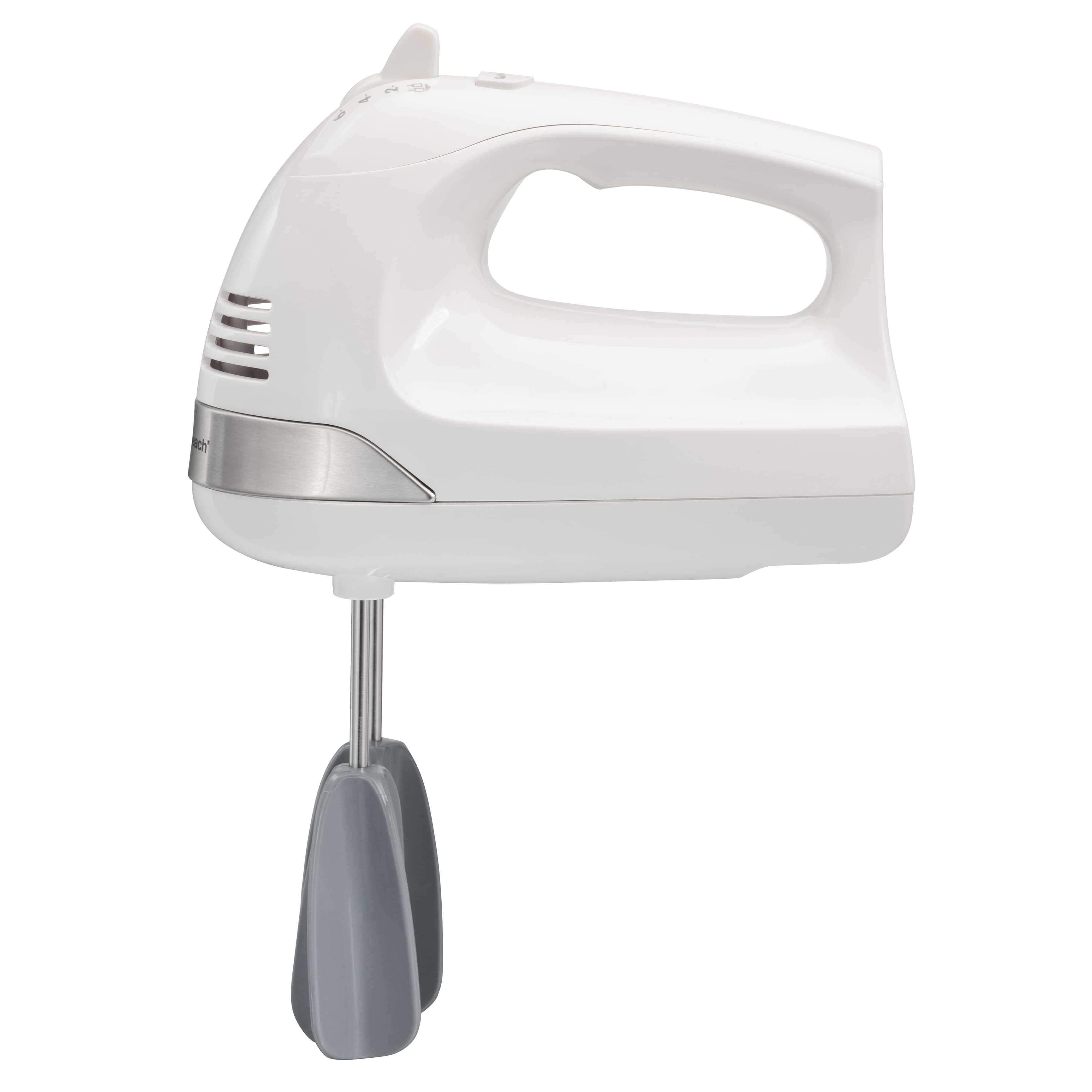 Hamilton Beach - 6 Speed Hand Mixer with Easy Clean Beaters and Snap-On Case - White - Front_Zoom