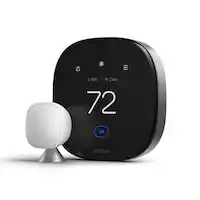 ecobee - Premium Smart Programmable Touch-Screen Thermostat with Siri, Alexa, Apple HomeKit and Google Assistant - Black - Front_Zoom