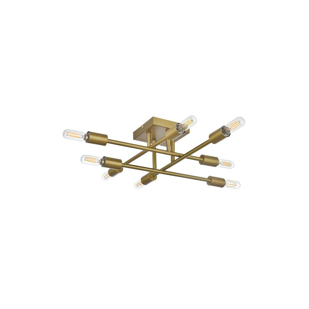 Angle. Living District - Script 19 Inch Flush Mount Ceiling Light in Satin Gold - Satin Gold.
