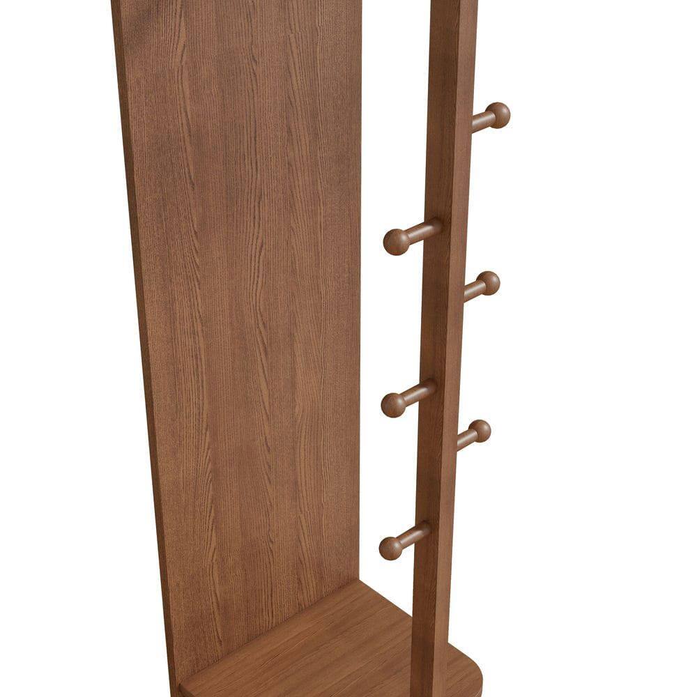 Angle. Kadyn - 69"x16" 360° Rotating Multifunctional Mirror, Solid Wood Mirror with Hook Storage & Coat Rack for Bedroom/Cloakroom.