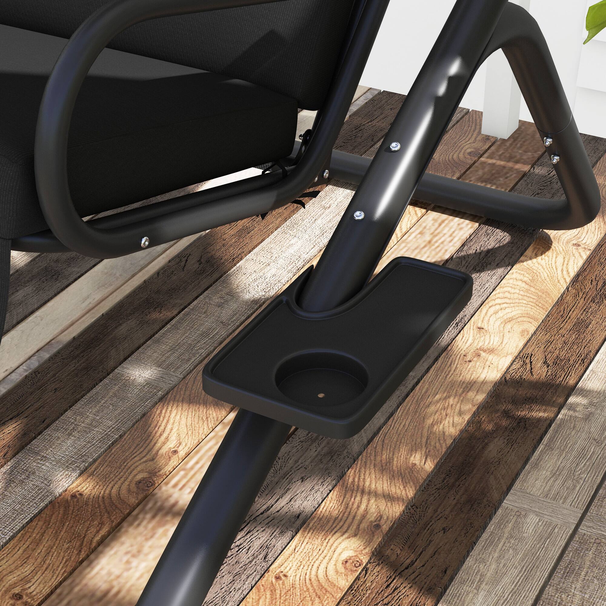 Alt View 5. Outsunny - Outsunny Patio Swing Chair with 2 Separate Seats Outdoor Swing with Removable Canopy and Cup Holders for Porch.