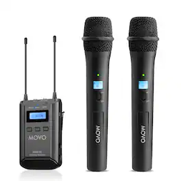 MOVO - 48-Channel UHF Wireless Microphone System with 2 Wireless Microphones and Receiver