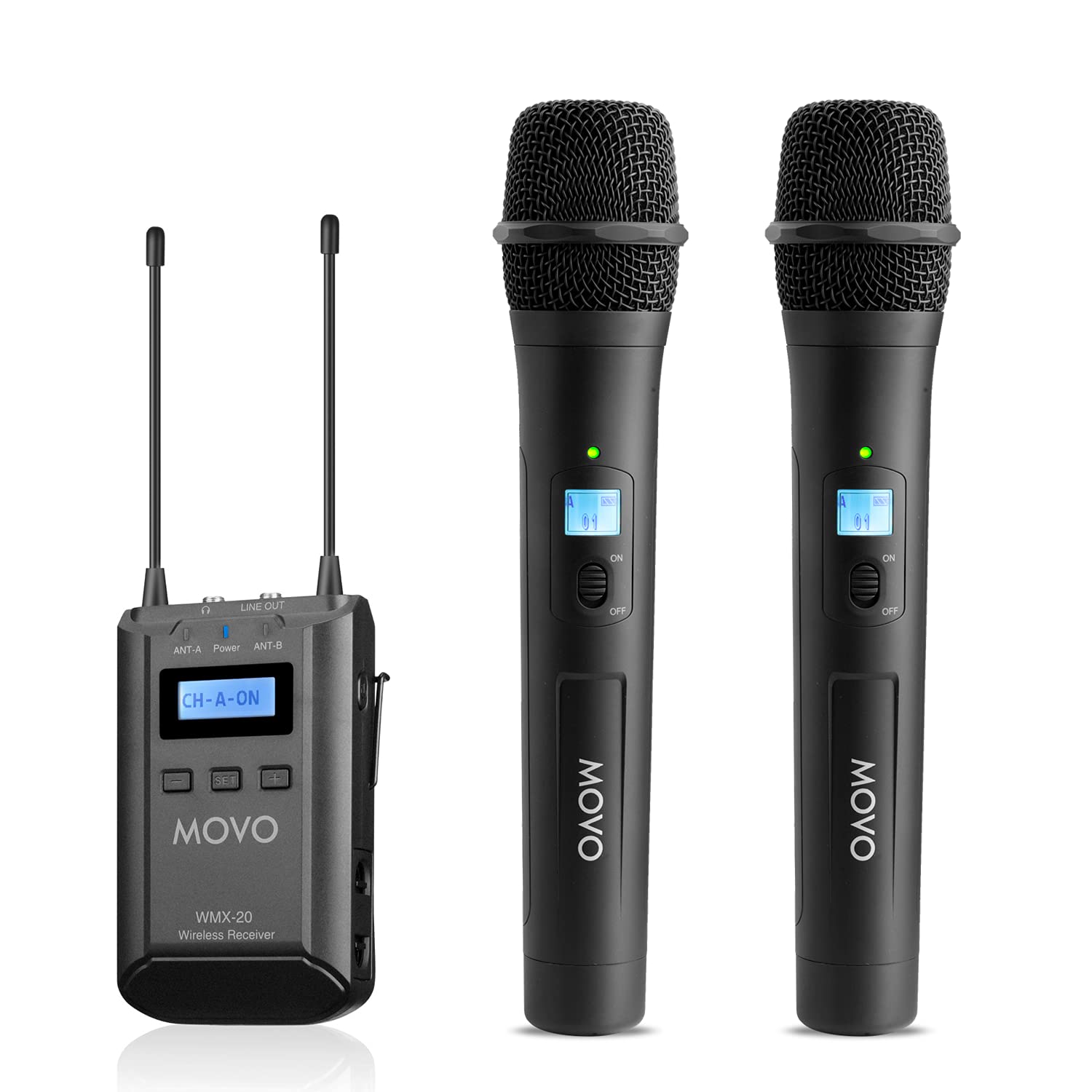 MOVO WMX-20 Wireless Receiver

CH-A-ON

ANT-A Power ANT-B

LINE OUT

MOVO

ON OFF

MOVO

MOVO