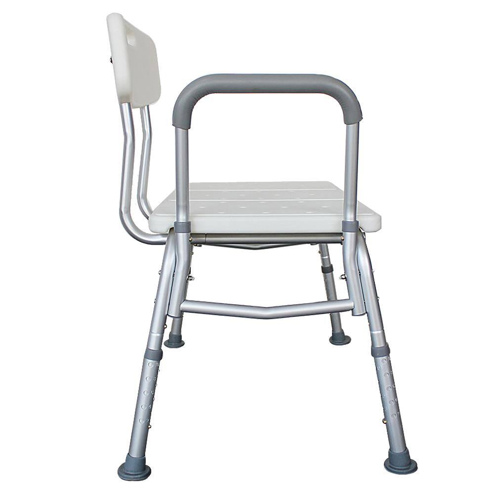 Alt View 5. Winado - Shower Chair Bath Tub Shower Transfer Bench Stool with Foam Armrest, Backrest Seat, Adjustable Heights, Non-Slip Handle - White.