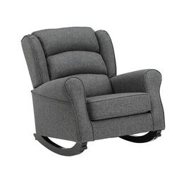 Manhattan Lane - 34 Inch Rocking Chair, Wood Frame, Channel Tufted Fabric Upholstery - Gray