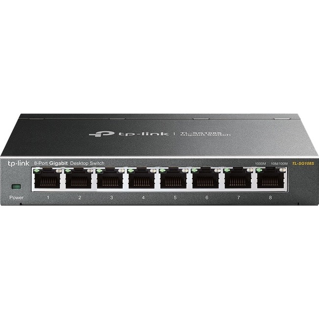 TP-Link - TL-SG108S - 8 Port Gigabit Ethernet Switch - Desktop/Wall-Mount - Plug & Play - Fanless - Sturdy Metal - Unknown