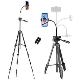 Empire DigiLabs - Phone Tripod For With Flexible Gooseneck Wireless Remote And Holder Extendable Cell Phone camera Stand Self - Black
