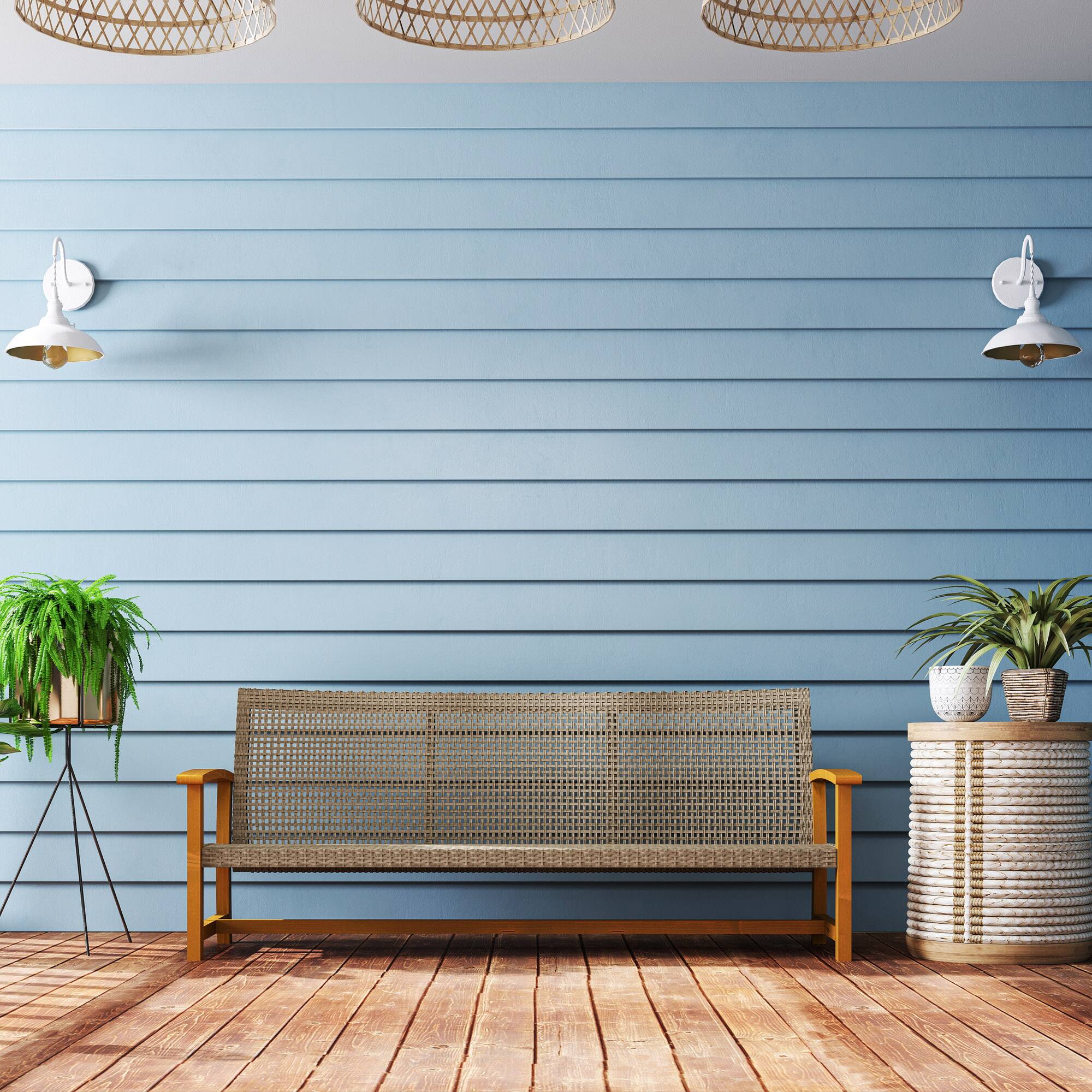 Alt View 8. Outsunny - Wicker Outdoor Couch, 3-Seat Rattan Outdoor Patio Sofa, 1000 lbs. Capacity, Acacia Wood Patio Furniture Couch - Teak.