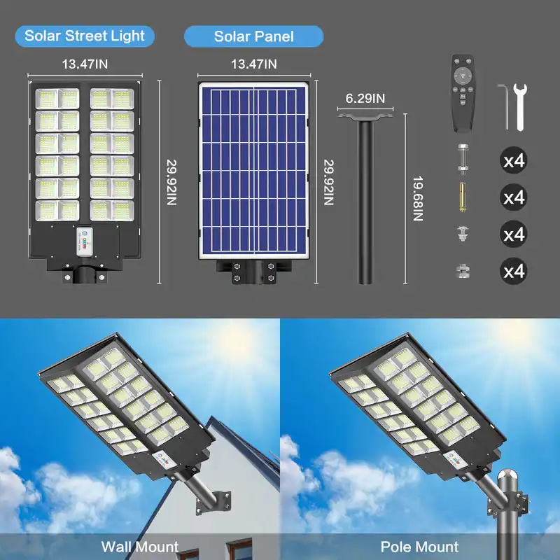Adewalk 8000W Solar Street Light, 480000 Lumens Dusk to Dawn LED Flood ...