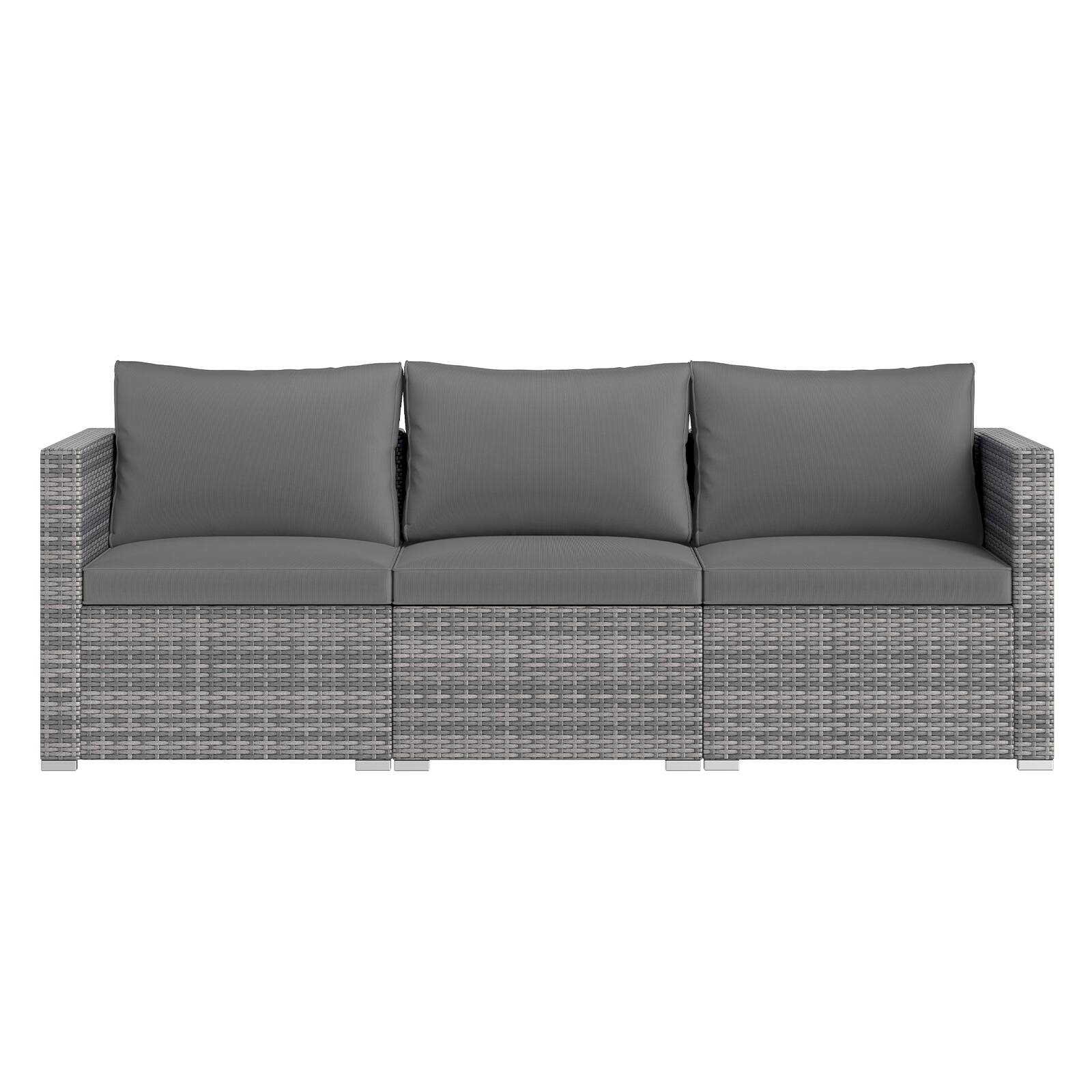 Alt View 5. Gymax - Gymax Set of 3 Patio Sectional Sofa Set PE Rattan Modular Couch Furniture Set w/Cushions Grey - Grey.