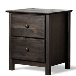 Hivvago - Farmhouse Solid Pine Wood 2 Drawer Nightstand - Dark Brown