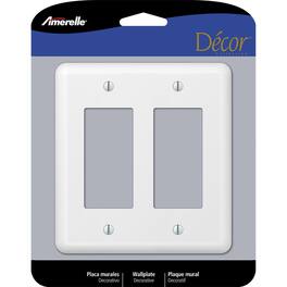 AMERELLE - Devon 2 gang Stamped Steel Decorator Wall Plate 1 pk - White