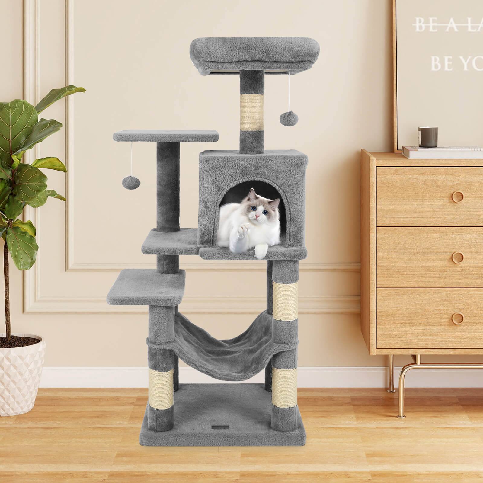 Alt View 1. Costway - Costway 44" Tall Multi-level Cat Tree with Cushion Top Perch, 2-Entrance Large Cat Condo.