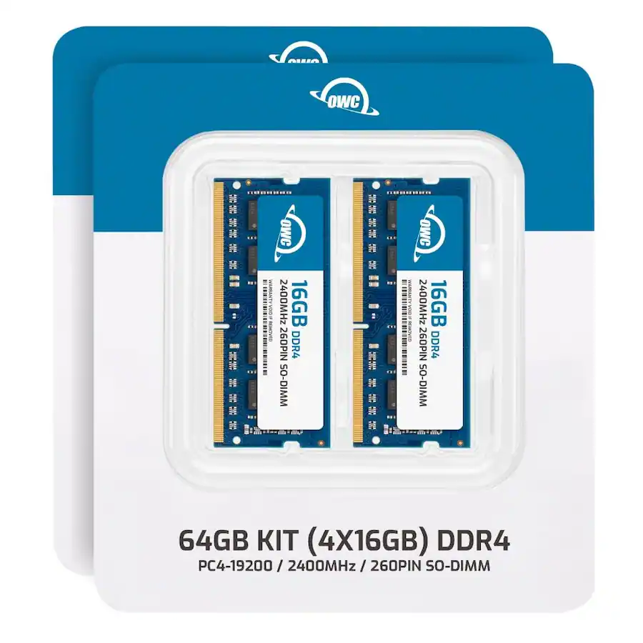 OWC 64GB (4x16GB) DDR4 2400MHZ PC4 19200 CL17 2RX8 Non ECC SODIMM 1.2V OWC 64GB (4x16GB) DDR4 2400MHZ PC4 19200 CL17 2RX8 Non ECC SODIMM 1.2V