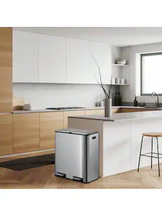 Front. GARVEE - 16 Gallon Kitchen Trash Can Dual Removable Liners For Recycling And Trash - 16 Gallon.