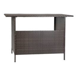 Flash Furniture - Marco Indoor/Outdoor Patio Wicker Rattan Bar Counter Table with 2 Shelves - Brown