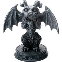 Pacific Trading - Screaming Gargoyle on Pedestal Figurine Horned Winged Gothic Decoration 5 inch - Gray