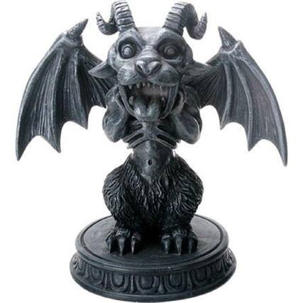 Front. Pacific Trading - Screaming Gargoyle on Pedestal Figurine Horned Winged Gothic Decoration 5 inch - Grey.