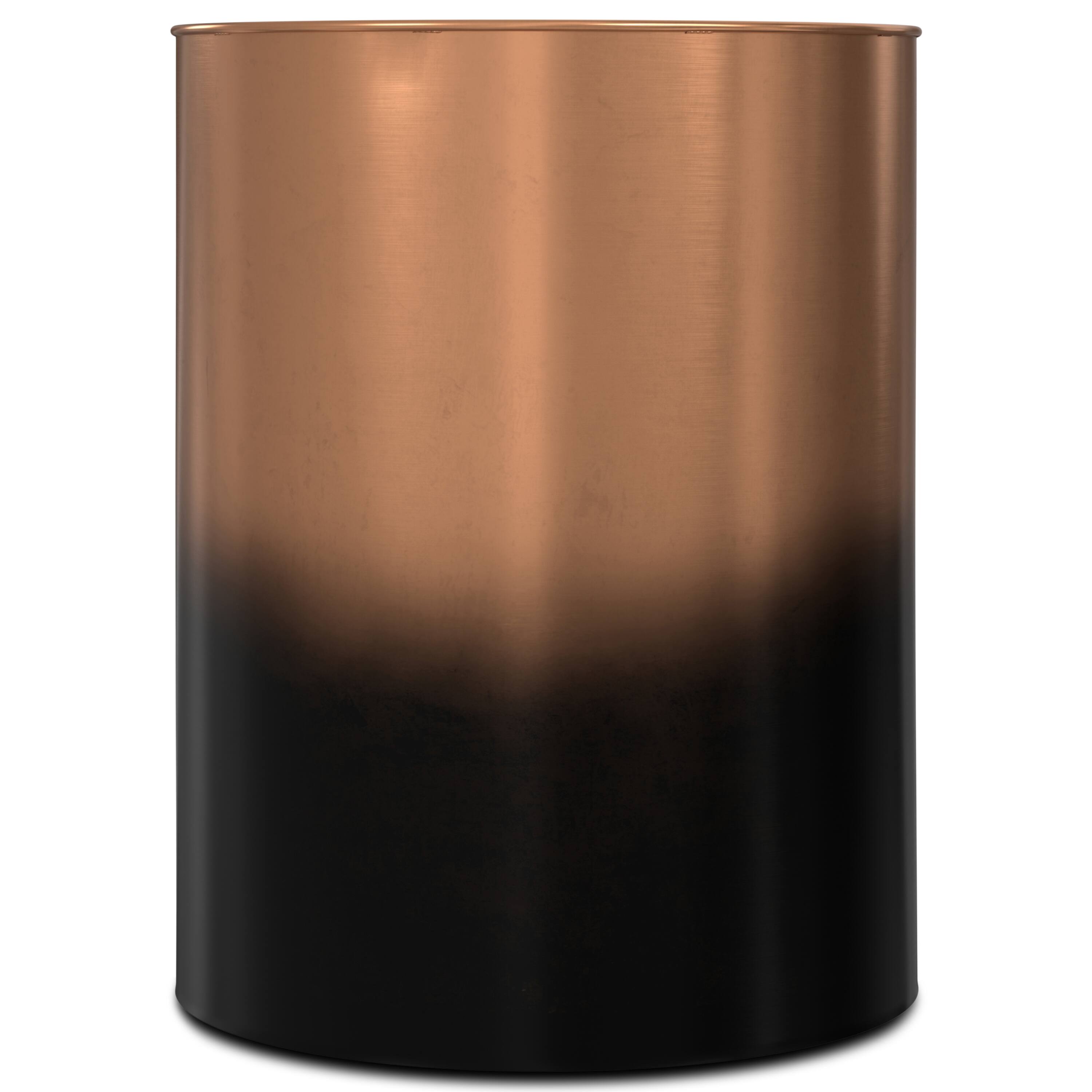 Left. Simpli Home - Curtis Industrial 16 inch Wide Metal Metal Cylinder Accent Table in Ombre Black / Copper, Fully Assembled - Ombre Black / Copper.