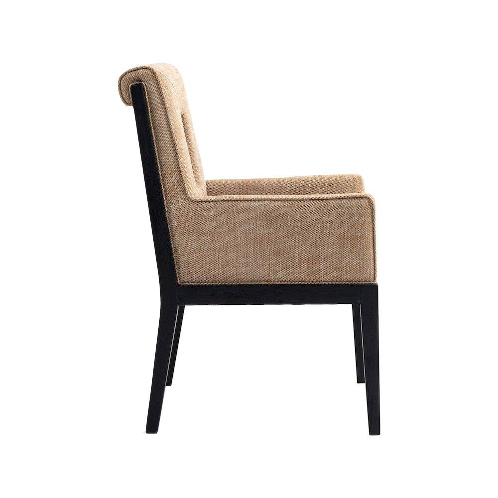 Alt View 3. Meridian Furniture - Gwendolyn Cognac Linen Textured Fabric Dining Arm Chair - Brown.