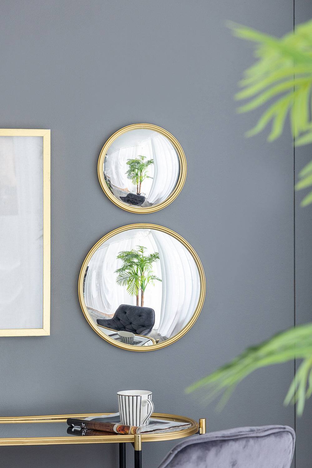 Alt View 6. BreeBe - D11' Gold Round Mirror, Circle Mirror with Iron Frame for Living Room Bedroom Vanity Entryway Hallway - Gold.