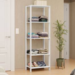 Madesa - Wardrobe Clothes Storage Rack with 5 Open Shelves 23"L - White - White