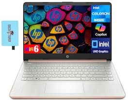 HP - 14 Laptop 14.0 HD (Intel Celeron N4500, 32GB DDR4, 1TB PCIe SSD, Intel UHD, Win 11 Pro) w/USB Hub - Pale Rose Gold Natural Silver