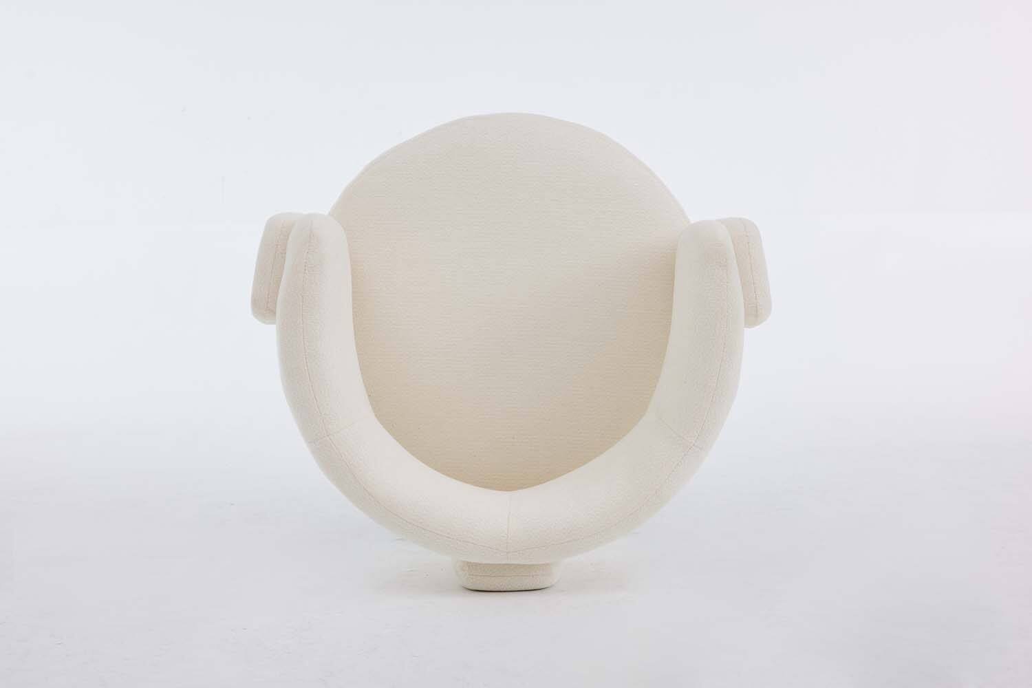 Alt View 2. Forest'nSky - Modern Office Chair in Green Boucle Fabric - Contemporary Upholstered Armchair for Desk & Lounge,White - Ancient White.