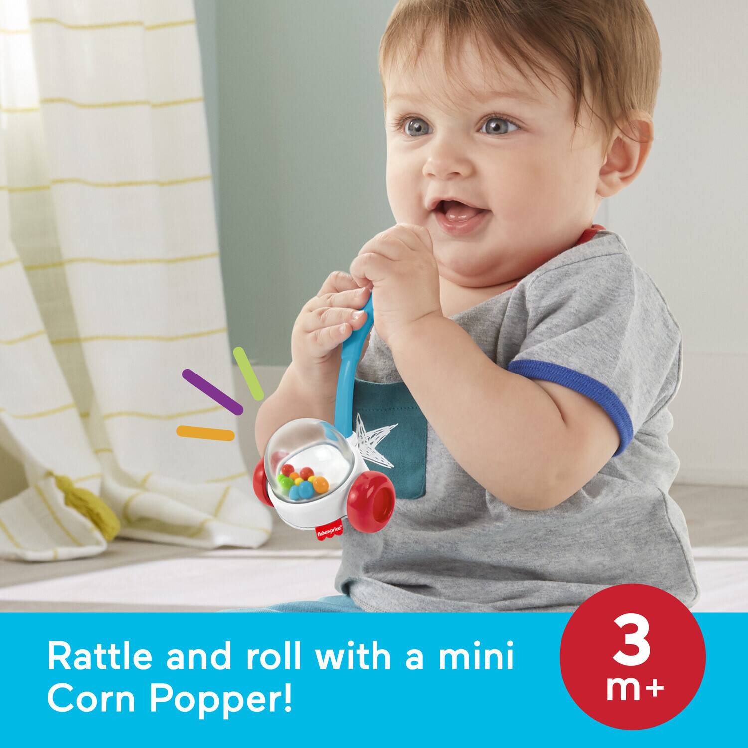 Rattle and roll with a mini Corn Popper! 3 m+