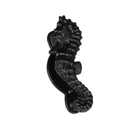 Moby Dick Specialties - Rustic Enamel Cast Iron Coastal Seahorse Door Knocker Sea Horse - Black
