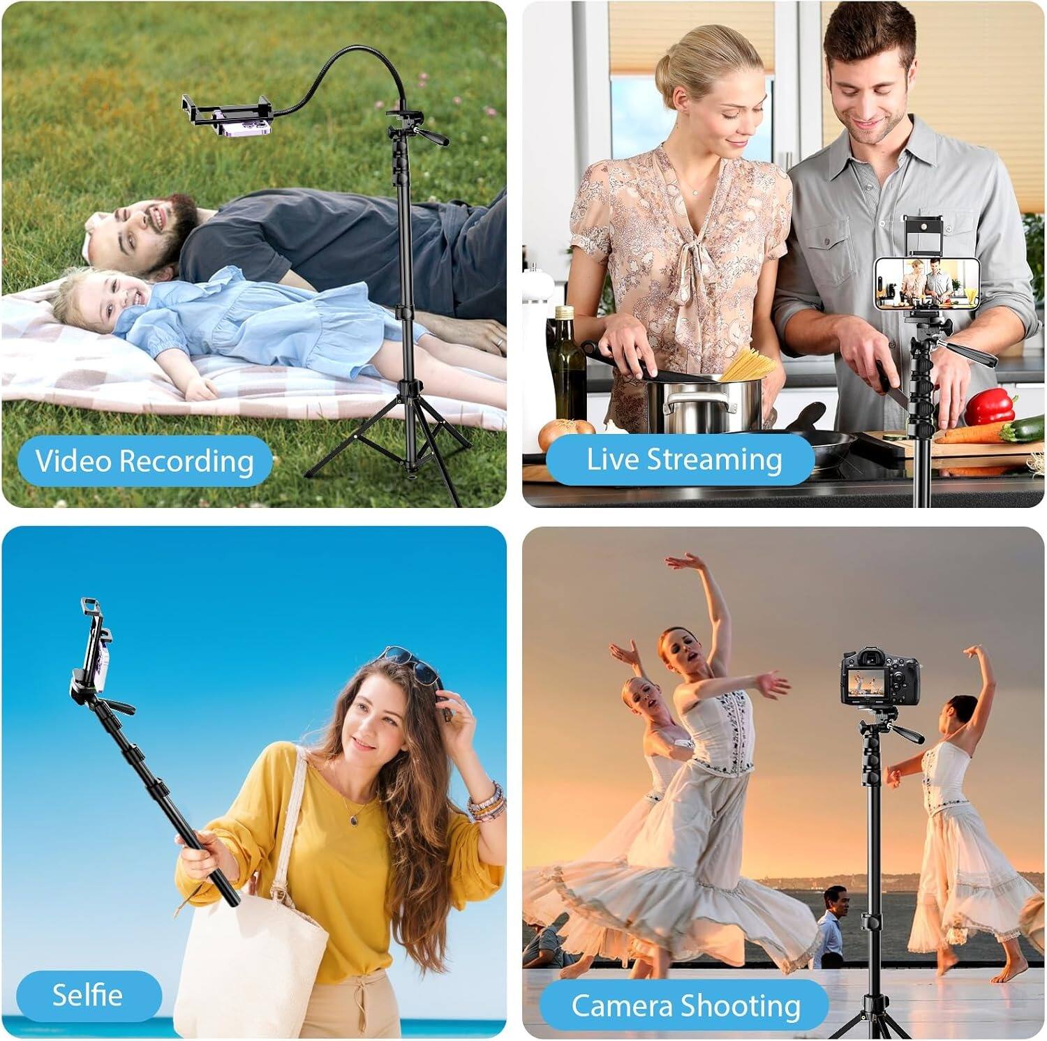 - Video Recording
- Live Streaming
- Selfie
- Camera Shooting