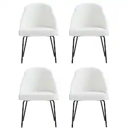 Manhattan Comfort - Gracie Modern Metal Vegan Leather Dining Chair - Set of 4 - White and Black
