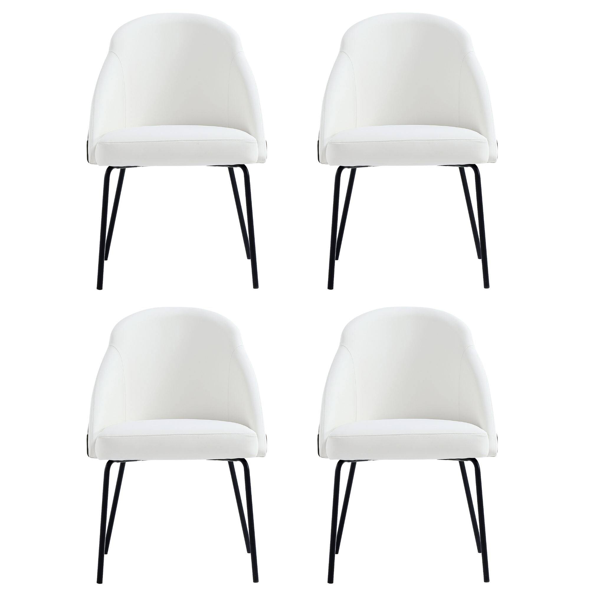 Manhattan Comfort - Gracie Modern Metal Vegan Leather Dining Chair - Set of 4 - White and Black