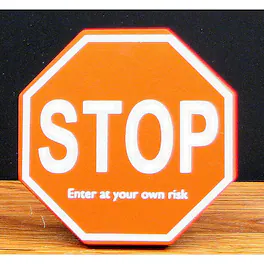 BreeBe - "STOP" Wood Cubical Sign - Orange, White