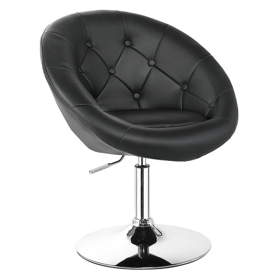 Costway 1PC Accent Chair Adjustable Modern Swivel Round Tufted Back PU ...