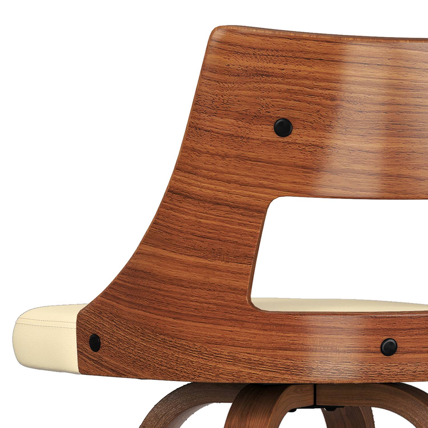 Alt View 4. Simpli Home - Dallyn Contemporary 17 inch Swivel Bar Stool (Set of 2) in Cream Vegan Faux Leather - Cream.