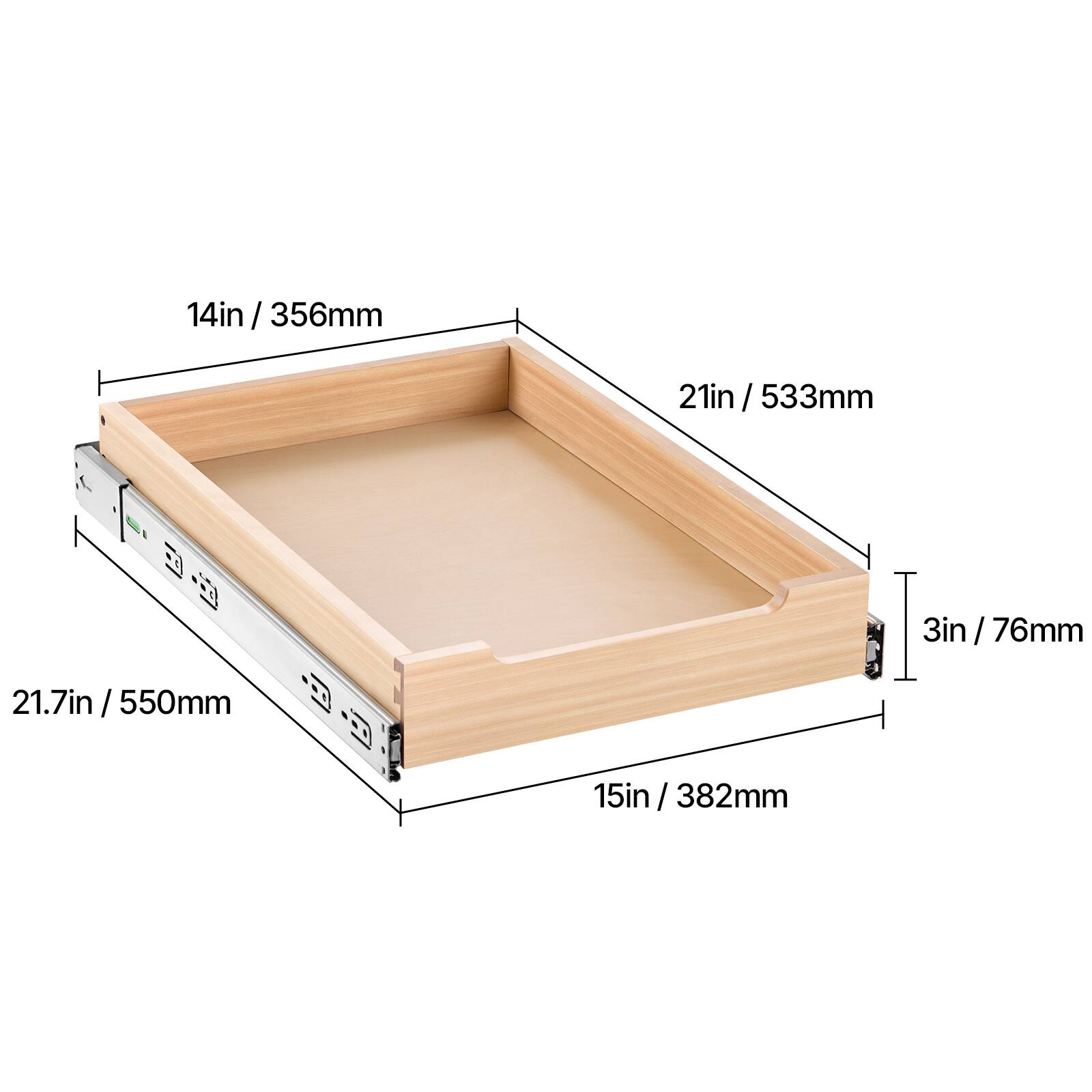 14in / 356mm  
21in / 533mm  
21.7in / 550mm  
15in / 382mm  
3in / 76mm
