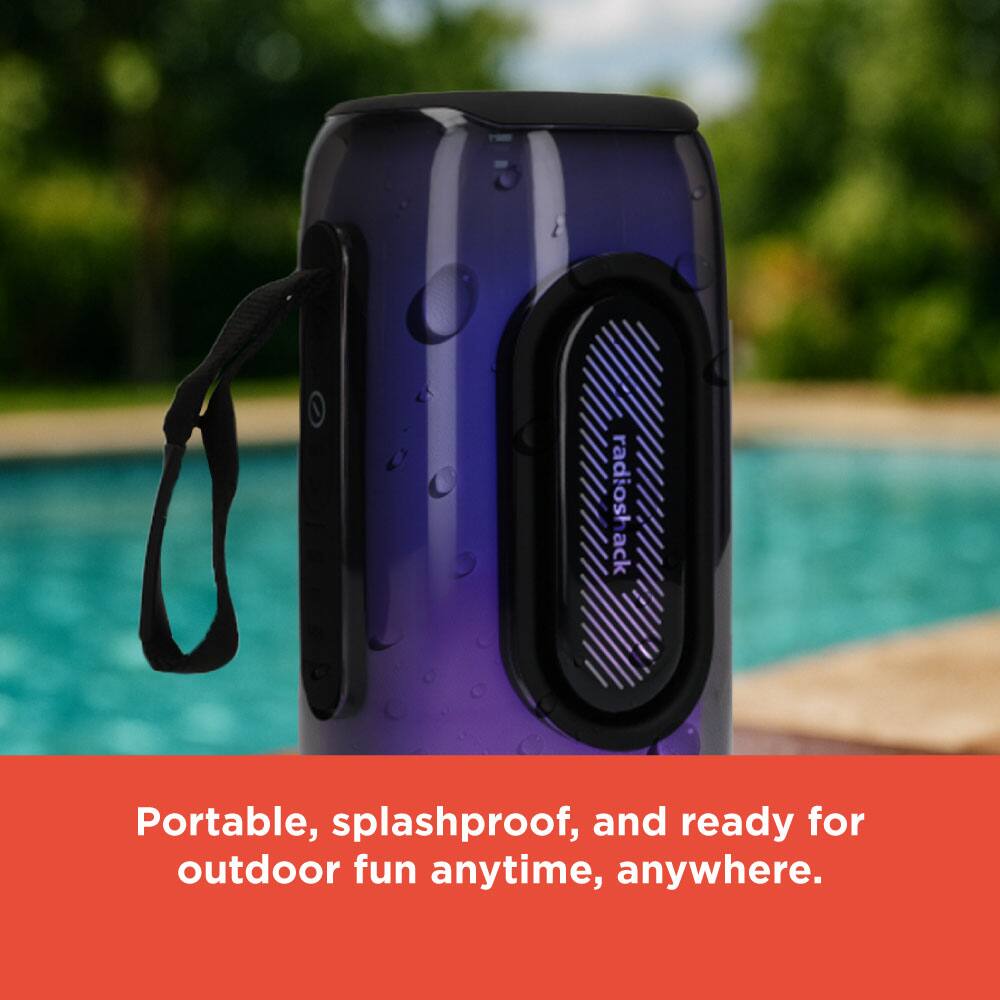 Portable, splashproof, and ready for outdoor fun anytime, anywhere.