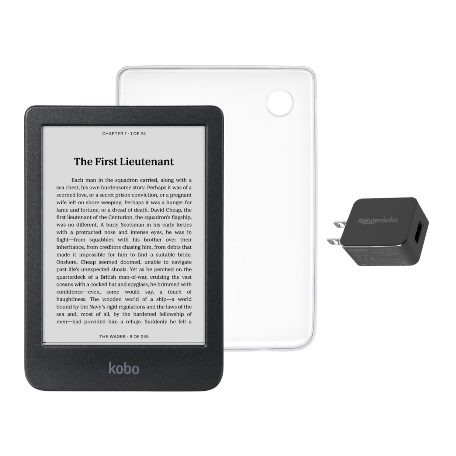 Kobo - Clara BW eReader with and AC Bundle - 2024 - Clear Case