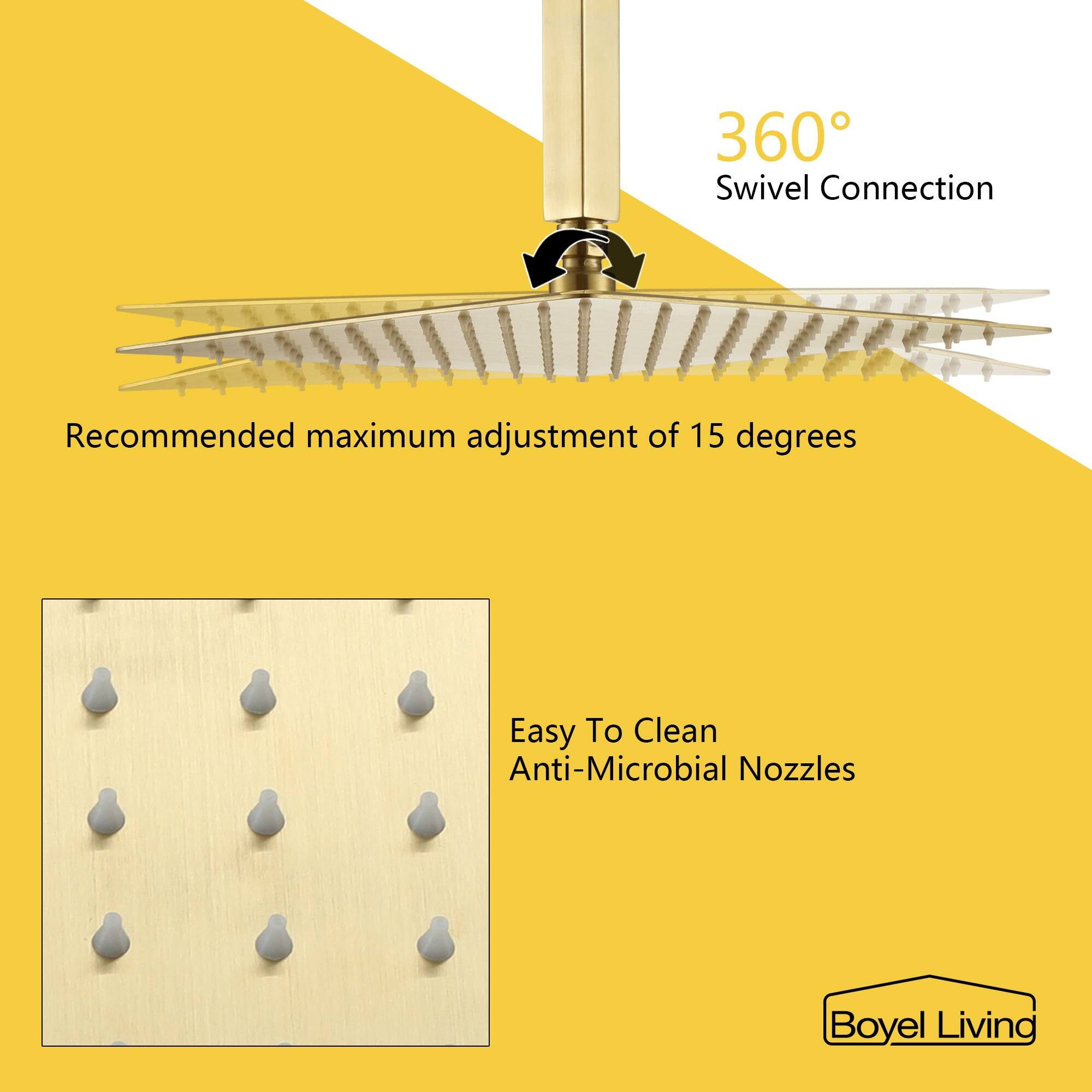 Swivel Connection, Recommended maximum adjustment of 15 degrees, Easy To Clean, Anti-Microbial Nozzles, Boyel Living