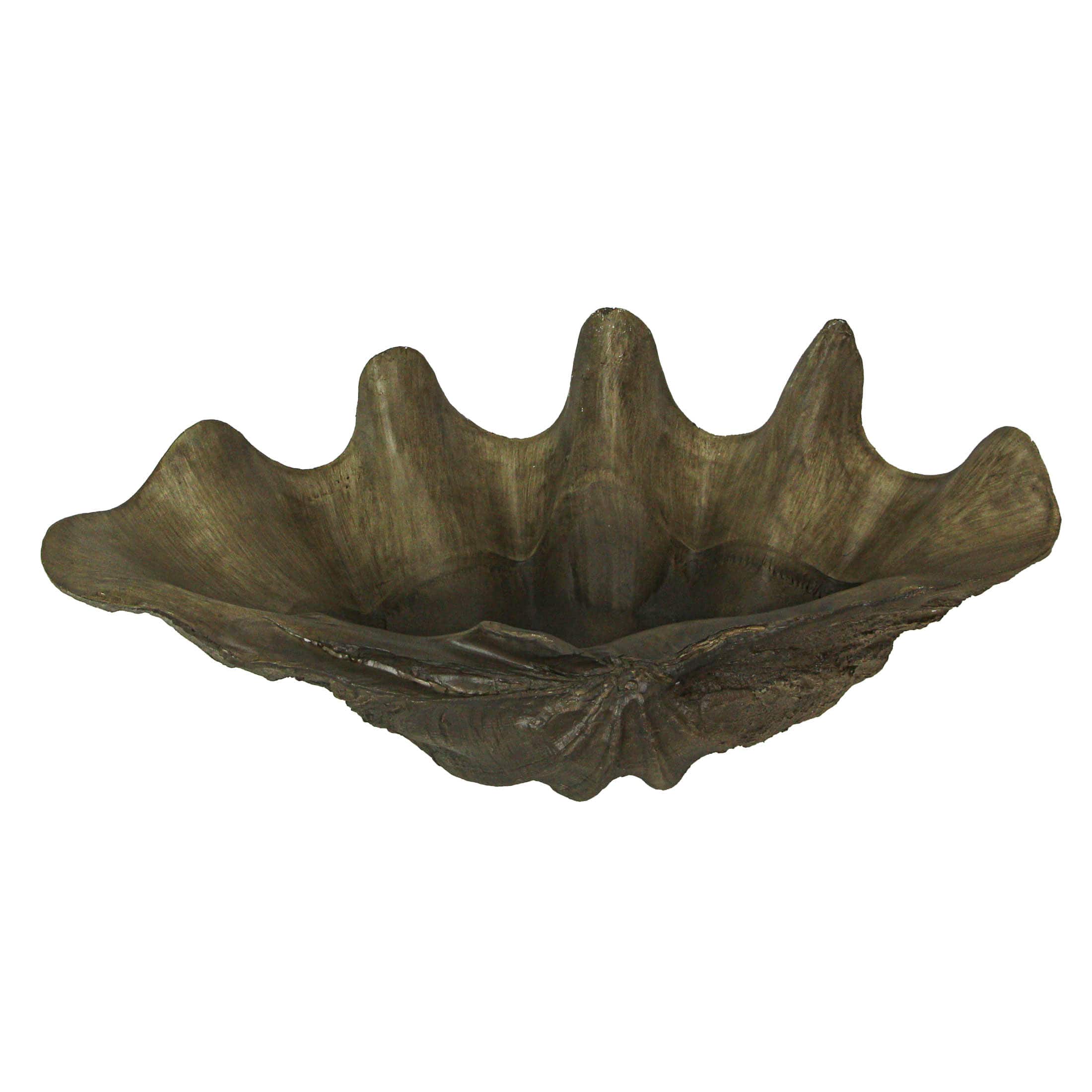 Contrast Inc. - Lifelike Cast Polyresin Giant Clam Shell Decorative Bowl - Taupe