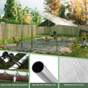 Secure metal mesh and tarpaulins  
Pipe with Wall Thickness 1mm  
Waterproof and UV-proof