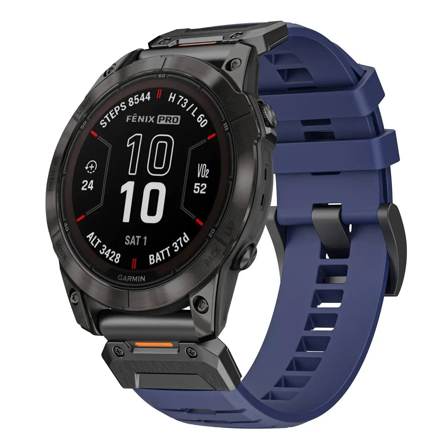 50 8544 STEPS H73/L60 FÉNIX PRO 60 START VO2 52 24 52 10 LAP 20 ALT 3428 SAT 1 37d BATT 37d DOWN 3428 BATT BACK GARMIN